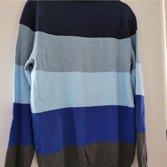 NWT! Club Room Men's Striped Crewneck Sweater Blue/Gray Preppy Classic SZ M - Picture 3 of 7